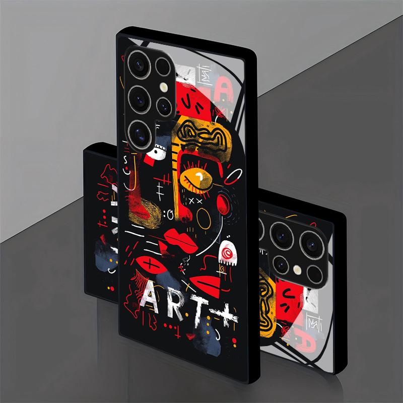 Husa de telefon 2D cu model Doodle Art pentru Samsung S26 S25 S24 S23 S22 S21 S20 A56 A55 A36 Husă de protecție din sticlă securizată