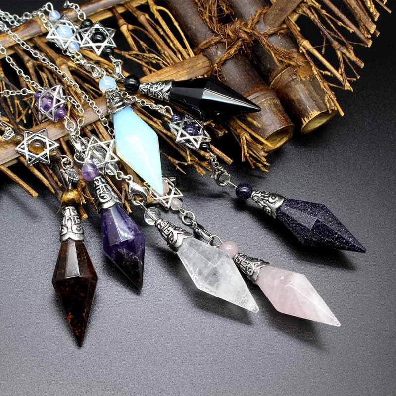 Of Faceted Pendulum Mystical Pendulum with Hexagram and Dreamcatcher Can Be Used As a Pendant or Charm To Ward Off Nightmares and Make Dreams Come
