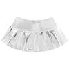 Womens Metallic Shiny Pleated Miniskirt Low Rise Skirt Nightclub Dance Performance Costume