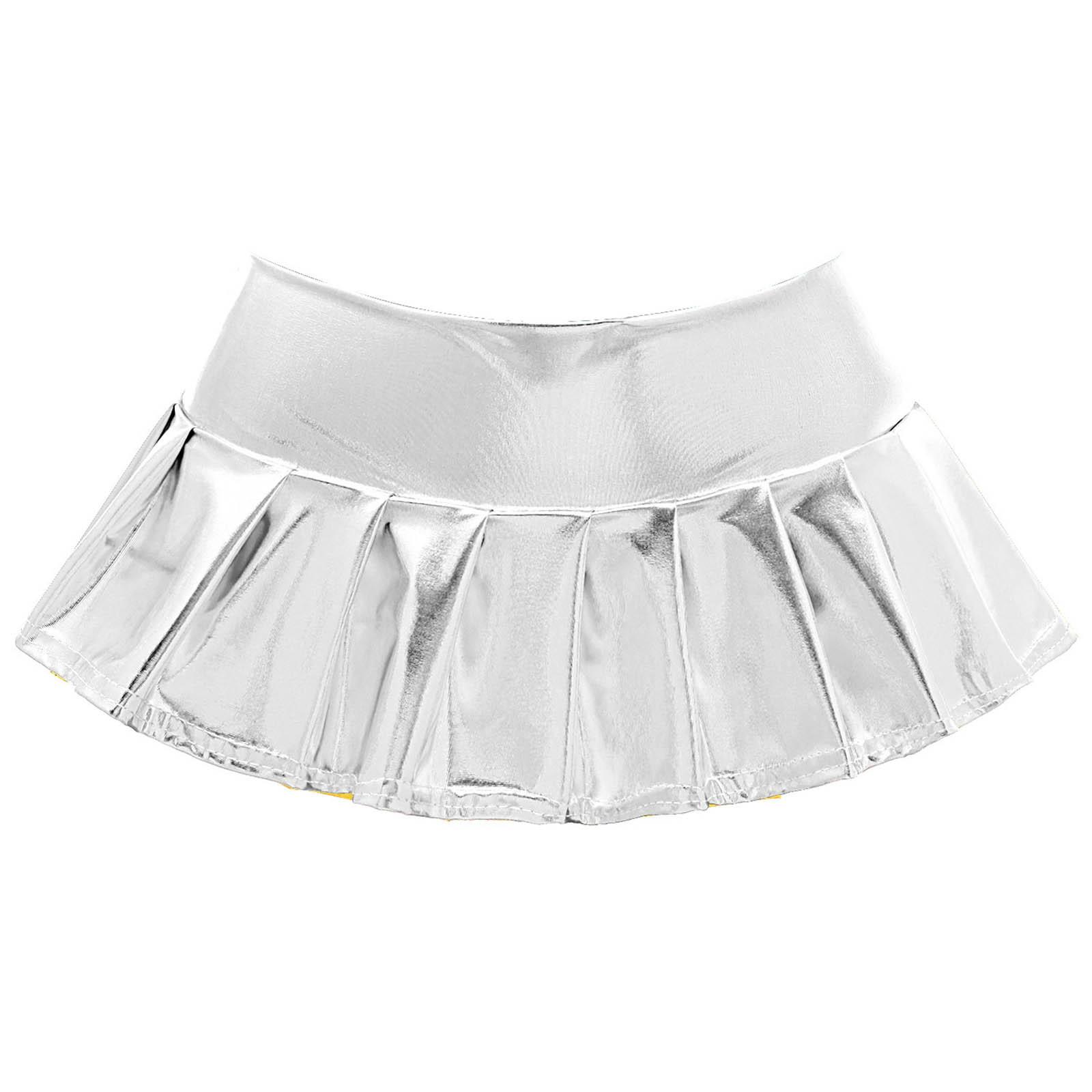 Jupe plissée en cuir PU taille haute - Harajuku JK - holographique Jupe plissée en cuir PU taille haute - Harajuku JK - holographique