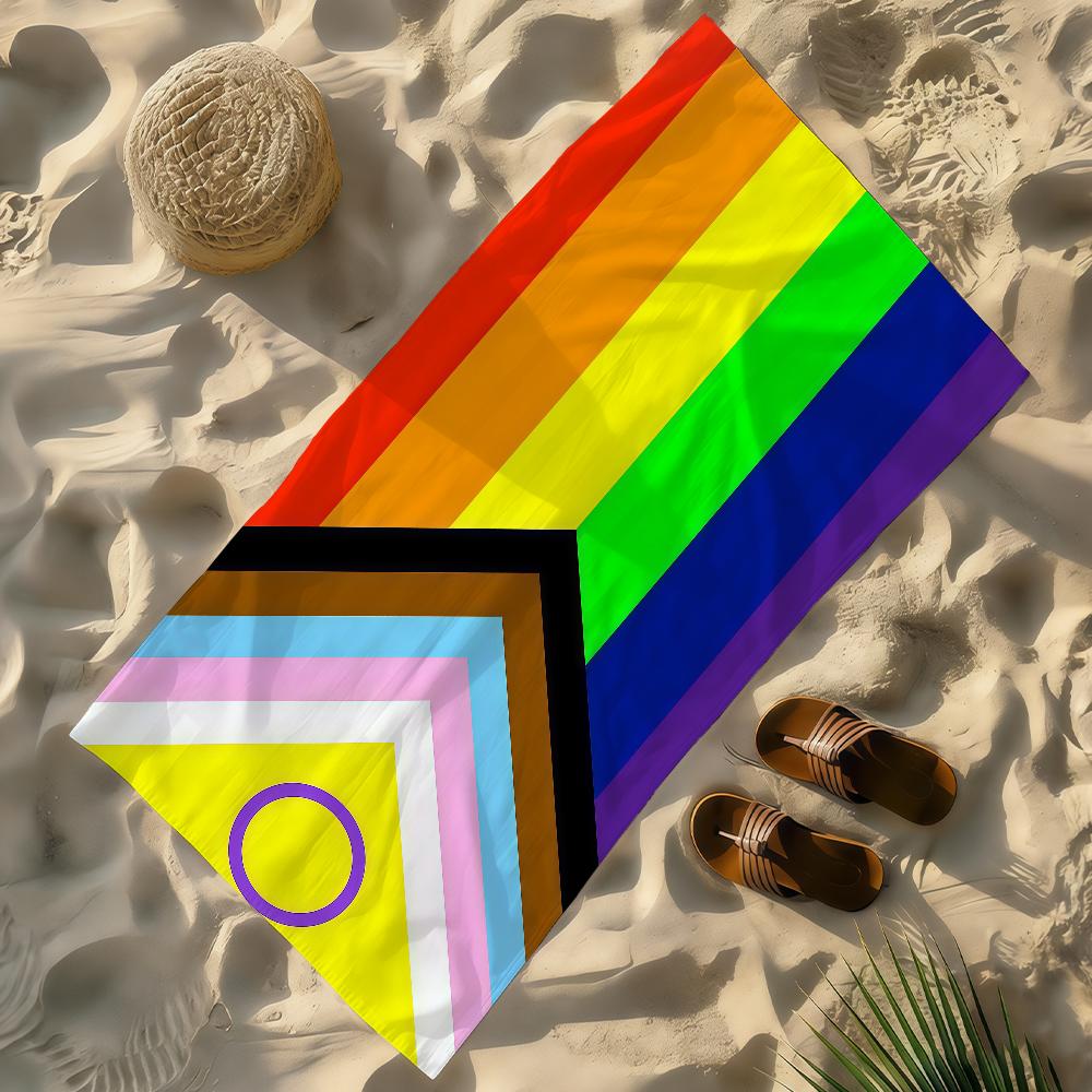 Art Flag of Gay Rainbow Pride Towel Soft Lightweight Anti-Sand Large Beach Towel Quick-Drying Bath Sports Family