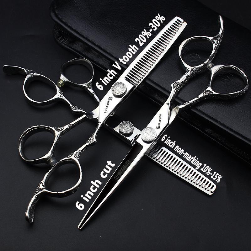 Hairdressing Cutting Scissors Hair Styling Tools 6/6.5/7 inch Salon Scissors Set 440C Barber Shears 10 25 40 50 Thinning Rate