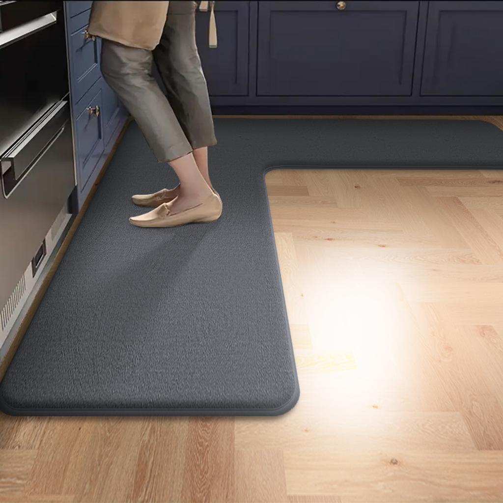 Solid Color Kitchen Corner Carpet Absorbent Floor Mat Simple L-shaped Non-slip Floor Mat Bathroom Door Mat Bathroom Foot Mat