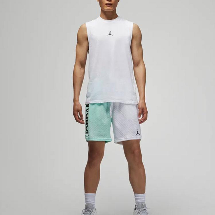 Jordan Letter Logo Velvet Print Crew Neck Heavyweight Basketball Training Sleeveless Tank Top Men Tops White DM1828-100