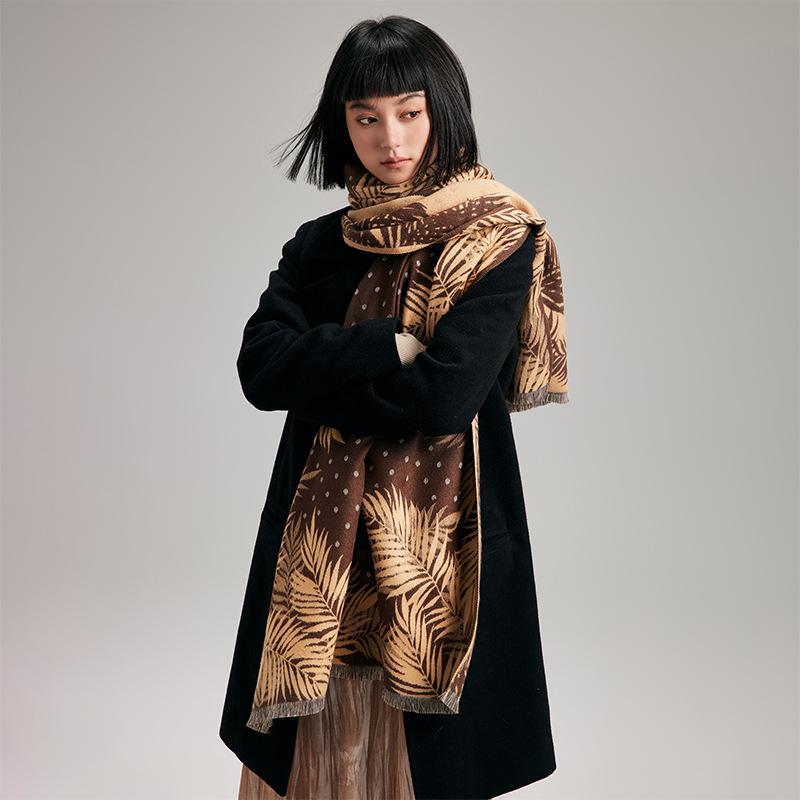 Plant Leaves, Coconut Leaves, Personality Exaggerated Trend Polka Dots, Women's Imitation Cashmere Warm Scarf, Air Conditioner Shawl