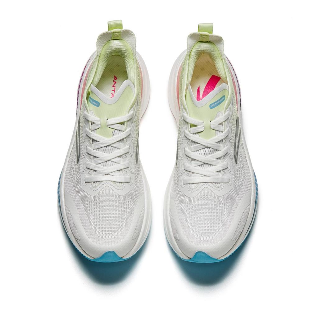 New Anta Cushioned Wear Resistant Breathable Low Top Full Length Carbon Plate Running Shoes Women's White Blue 922425588-7