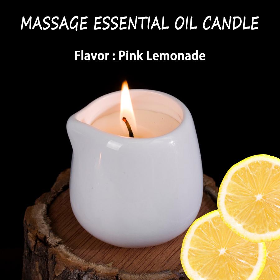 1pc Lemon Flavor Massage Essential Oil Candle, Coconut Wax, Heating, Body Open Back SPA Romantic Holder Home Decor Valentines