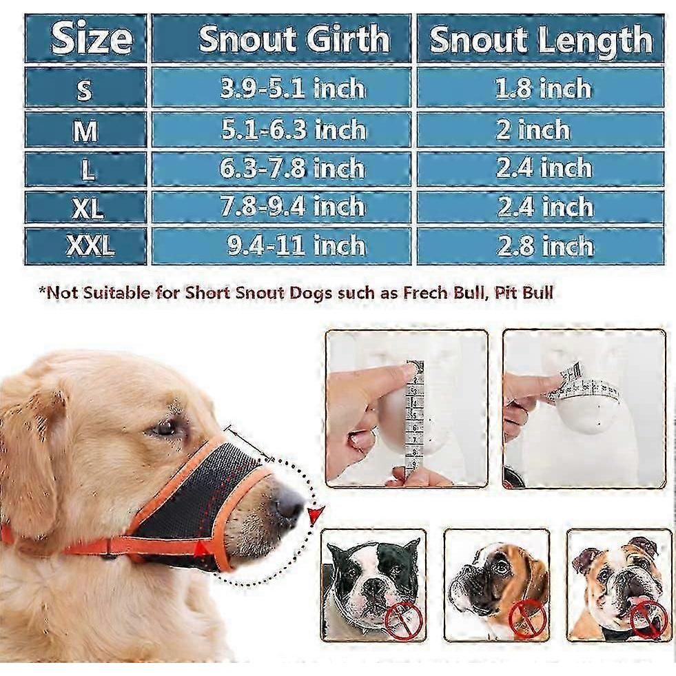 Soft Air Mesh Dog Muzzle for Small/Medium/Large Dogs, Dog Mussel Stop biting, Barking & Chewing, Drinkable Adjustable Gentle Pet Muzzle (Orange, XL)