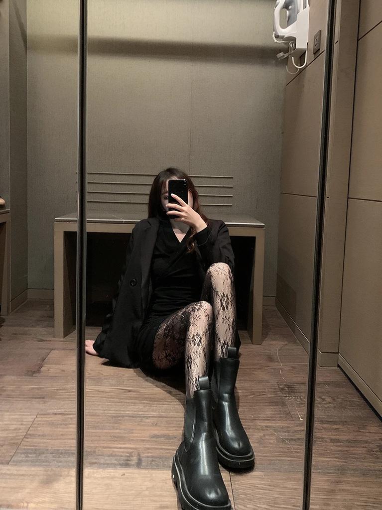 Mesh Fishnet Stockings Women Tights Lingerie Sexy Lace Floral Thigh High Stockings Pantyhose JK Lolita Stocking Tights Pantyhose