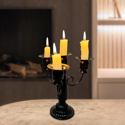 4 Kerzen Metall Kandelaber Kerzenhalter Feine Handwerkskunst Spitzkerze für Wohnzimmer
