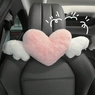 Love Wings Car Headrest Plush Love Neck Pillow Heart Shaped Plush Style for Your Car Seat Car Accessories