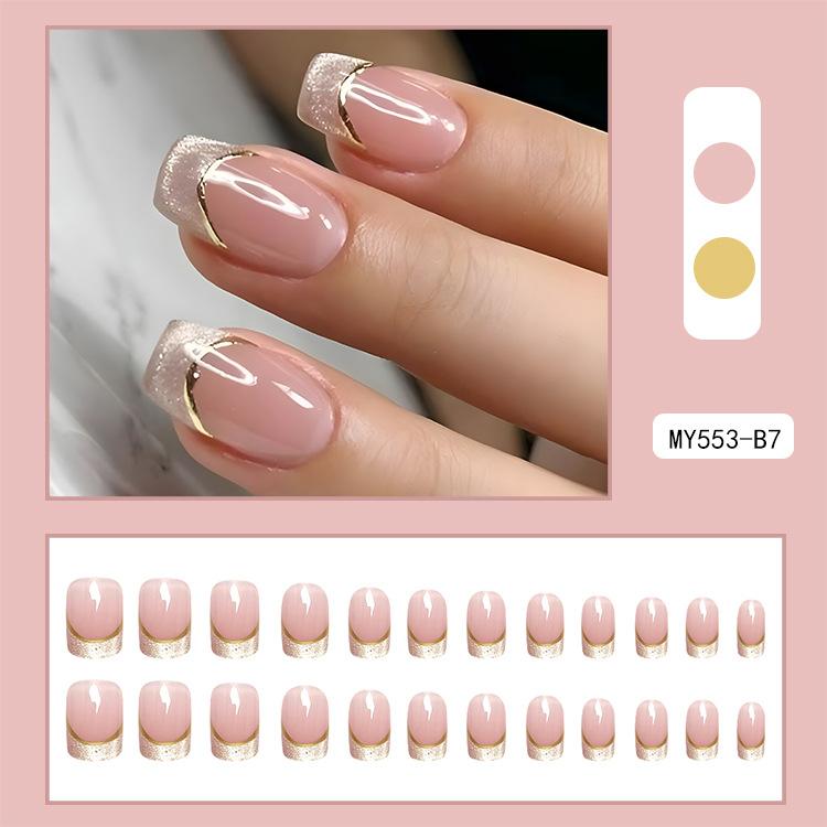 Glänzende Aufdrücknägel Kurz-T Falsche Nägel mit Glitzerakzenten, Einfach anzubringende Falschnägel für den täglichen Gebrauch & besondere Anlässe, Nagelzubehör