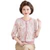 Summer Printed Seven-Sleeve Loose Top for Middle-Aged and Elderly Women - Comfortable Plus Size T-Shirt