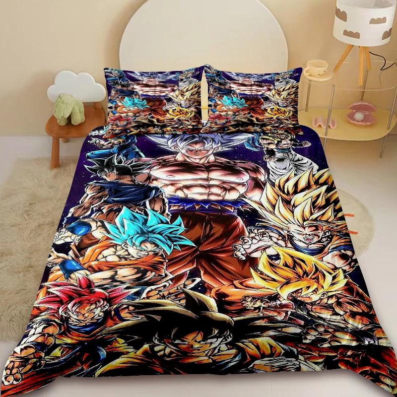 Anime Soft Duvet Cover D-Dragon-Bal Beding Set Warm Comforter Cover Super Saiyan Comfortable Quilt Covers featuring Pilowcase For Bedrom Decor