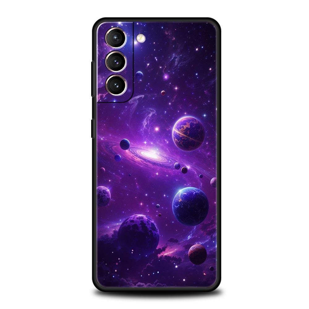 Moon Galaxy Universe Phone Case For Samsung Galaxy S26 Ultra S25 Plus S24 FE S23 S22 5G S21 S20 Cover Black Soft