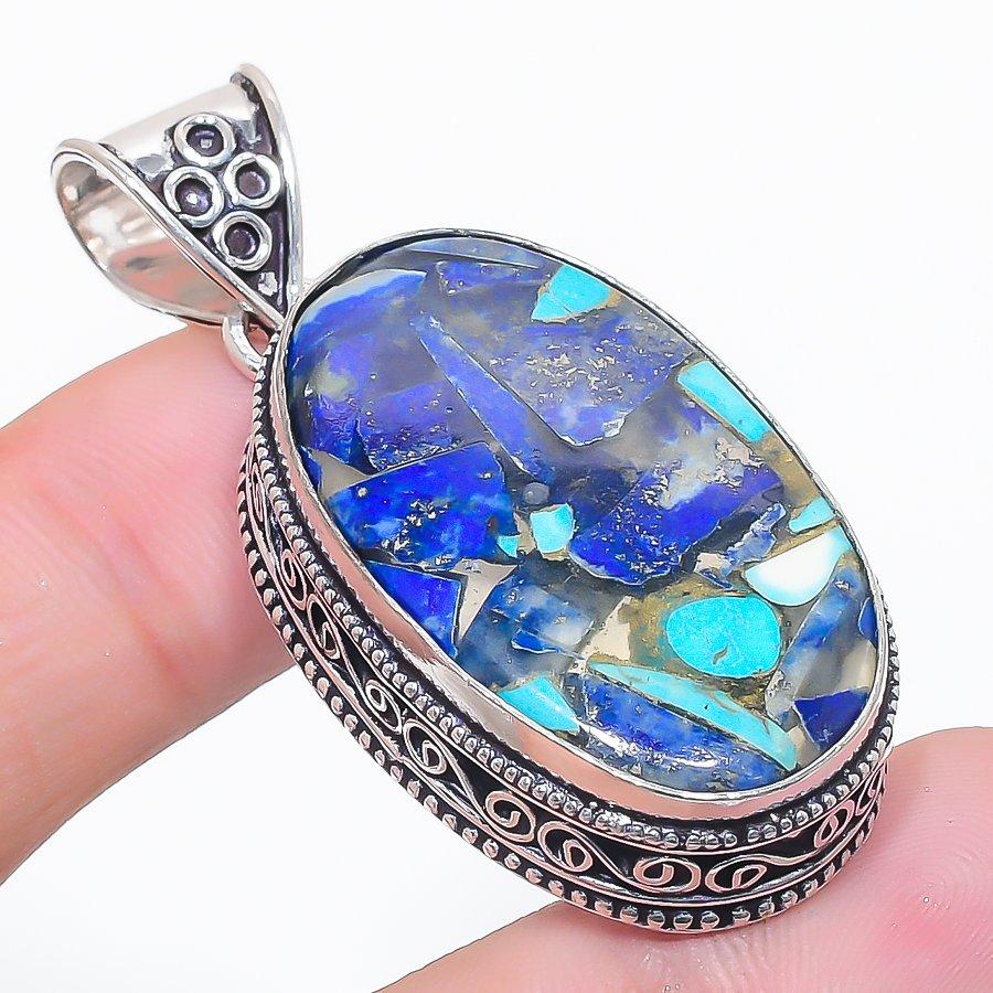 

Copper Lapis Lazuli Gemstone 925 Sterling Silver Jewelry Pendant 2.05