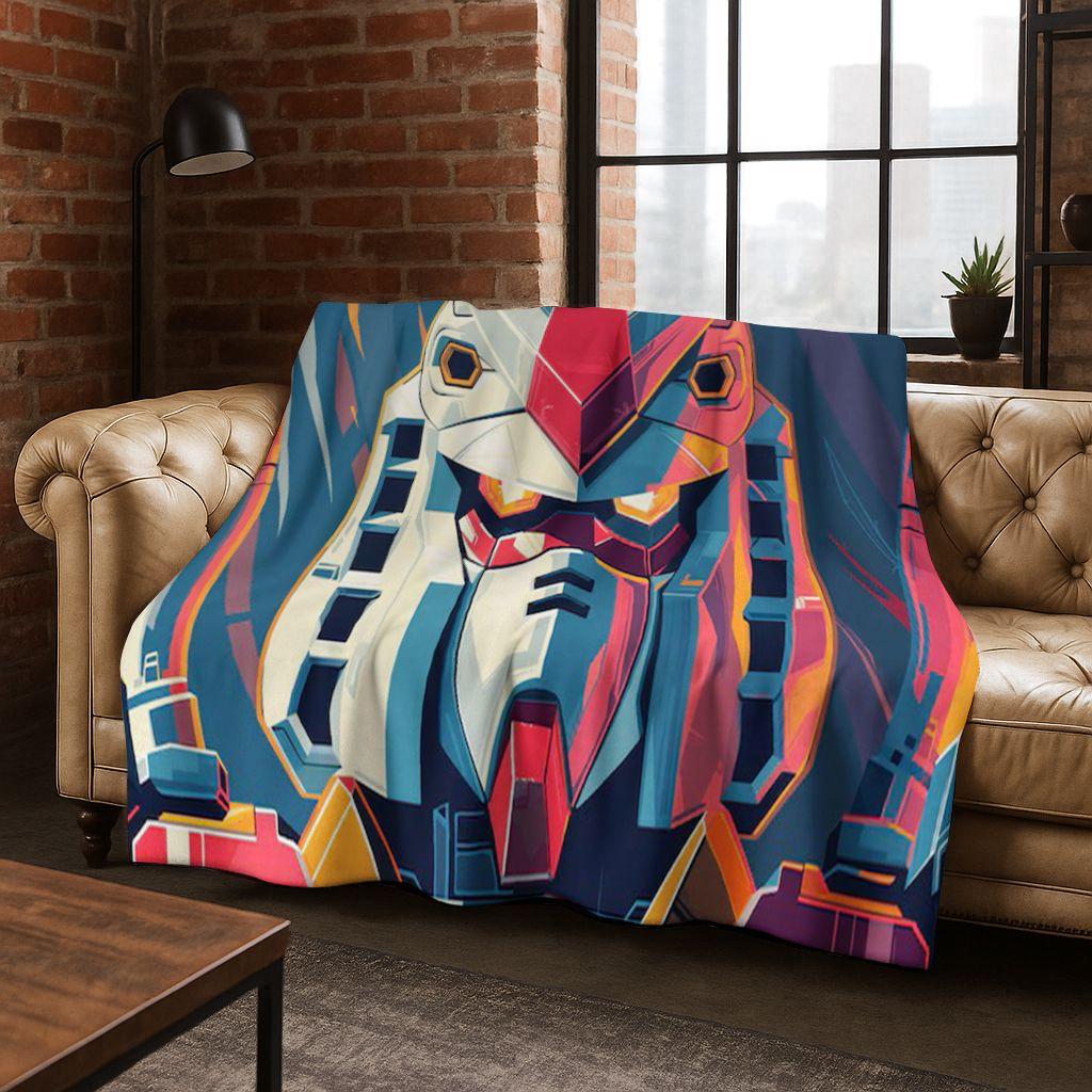 26 Style Gundam Cartoon Robot Flannel Blanket,Warm and Cozy Soft Throw Blanket for Home Bedroom Bed Sofa Picnic Office Cover