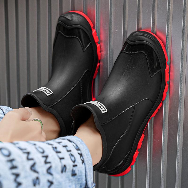 Fashion Summer Men's Ankle Rain Boots Outdoor Casual Men Hiking Fishing Water Shoes Non-slip Chef Work Boot Mans Waterproof Footwear