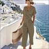 1116 Women's Clothing European and American Summer New Fashion Solid Color Irregular Short Sleeve Cover