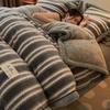 Milk velvet four-piece set for winter warmth double-sided thickened bean velvet student dormitory three-piece set