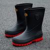 Fashion Men's Water Shoes Winter Wear Non-slip Work Rain Boots New Warm Bundle Middle Tube Rain Shoes Men