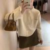 Autumn Ear Edge Round Neck Sweater Women's Fashion Knitted Cardigan Coat Women