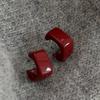 Zinc Zinc Alloy Dark Red Drip Glaze Stud Earrings Acrylic Hoop Earrings Perfect Gift C-Shaped Earrings  Date