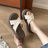 Muffin thick bottom heightening cross with cool slippers women's summer wear 2025 summer new bohemian beach slippers