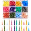 120Pcs Blunt Plastic Tapered Tip Plastic Dispensing Tips with 12 Mixed Size for Refilling Glue Fluid Precisely