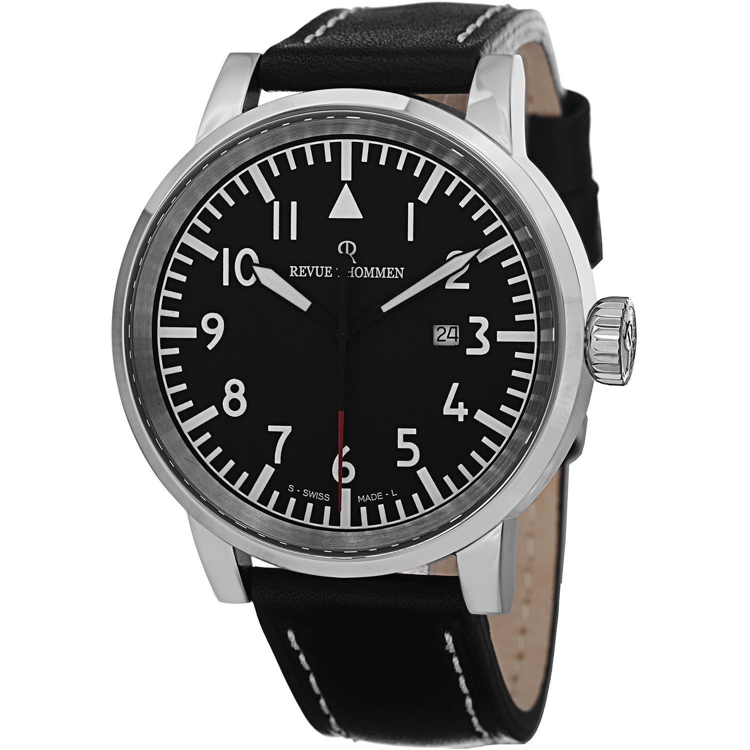 

Revue Thommen Airspeed XLarge Black Dial Date Black Leather Band Revue Thommen Watch Revue Thommen Mens Swiss Revue Thommen Automatic Watch - - 16053.2537 чорний