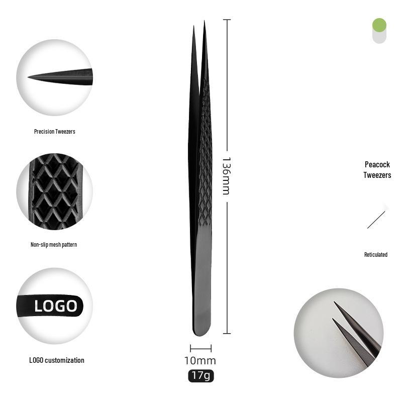 Golden Feather Stainless Steel Eyelash Tweezers for Grafting and Extensions