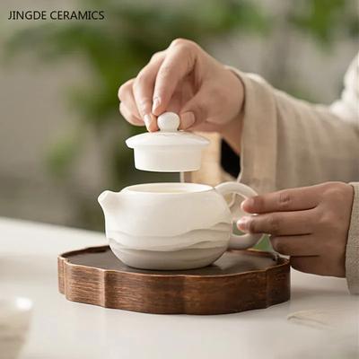 Mutton Fat Jade White Porcelain Teapot Handmade Beauty Xishi Kettle Home Ceramic Tea Infuser Chinese Filter Tea Set Gaiwan