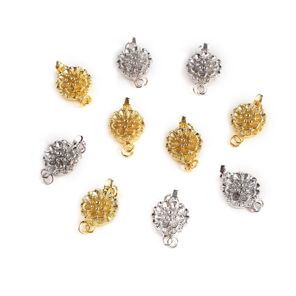 2Pcs Petal-Shaped Clasps For Necklace Bracelet Brass Buckle Hooks Connector For DIY Jewelry Making Accessories