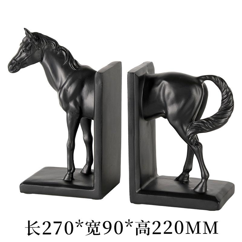 

Resin Handicraft Artificial Animal Sculpture A Dark Horse Stallion Bookshelf Storage Decorative Figurines Home Decoration