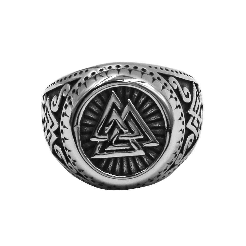 Norse Viking Rune Ring Stainless Steel Jewelry Odin Symbol Amulet Celtic Knot Charm Wedding Biker Mens Wholesale SWR0909