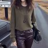 Korean Style Lazy Style Fake Two-piece Sweater Women's Autumn and Winter Casual Inner Top
