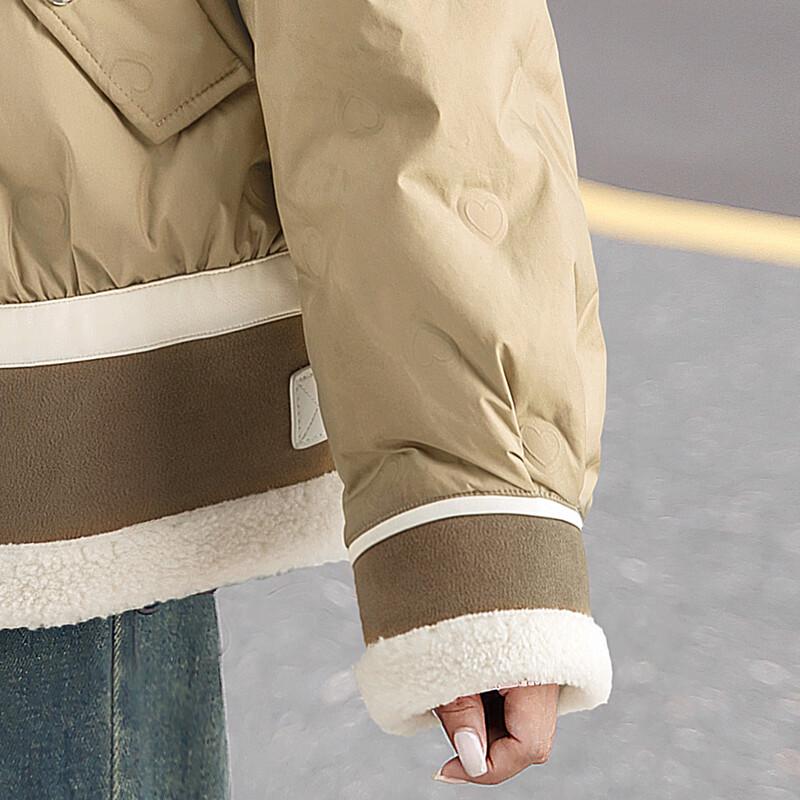 Sibaishe Women's 90% Down Patchwork Puffer Jacket with Lapel Collar