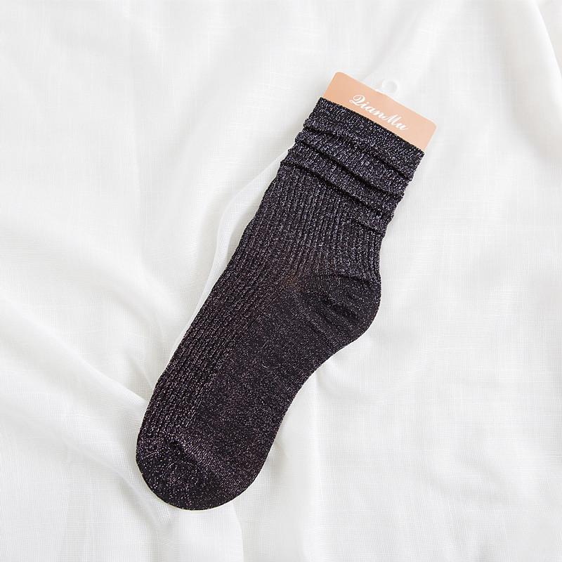Pure-color Silver-gray Mid-calf Women's Socks, Thin Style, Pile-up Socks, Versatile, Breathable, Sweat-absorbent