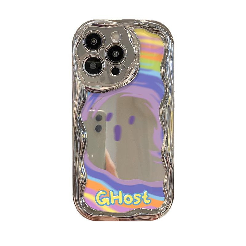 Funny Rainbow Ghost Applicable To Apple 15 Mobile Case IPhone 14/13pro Silver Plated 12 Creative XS Silicone