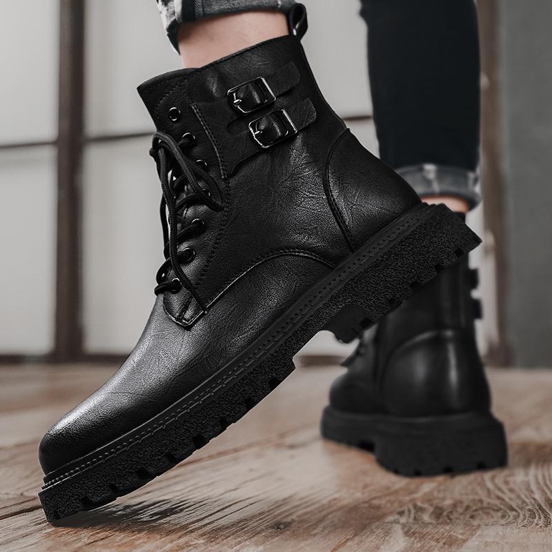 Stivali alla Moda in Vera Pelle da Uomo Stivali da Motociclista Alla Moda Alti Stivali alla Caviglia da Uomo di Alta Qualità Nuovi Scarpe Casual Invernali Calzature Maschili