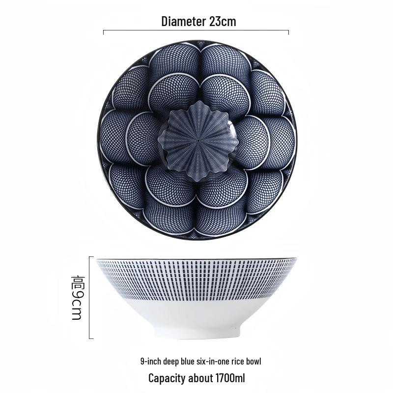 Nordic Underglaze Ceramic 9-Inch Ramen Soup Bowl