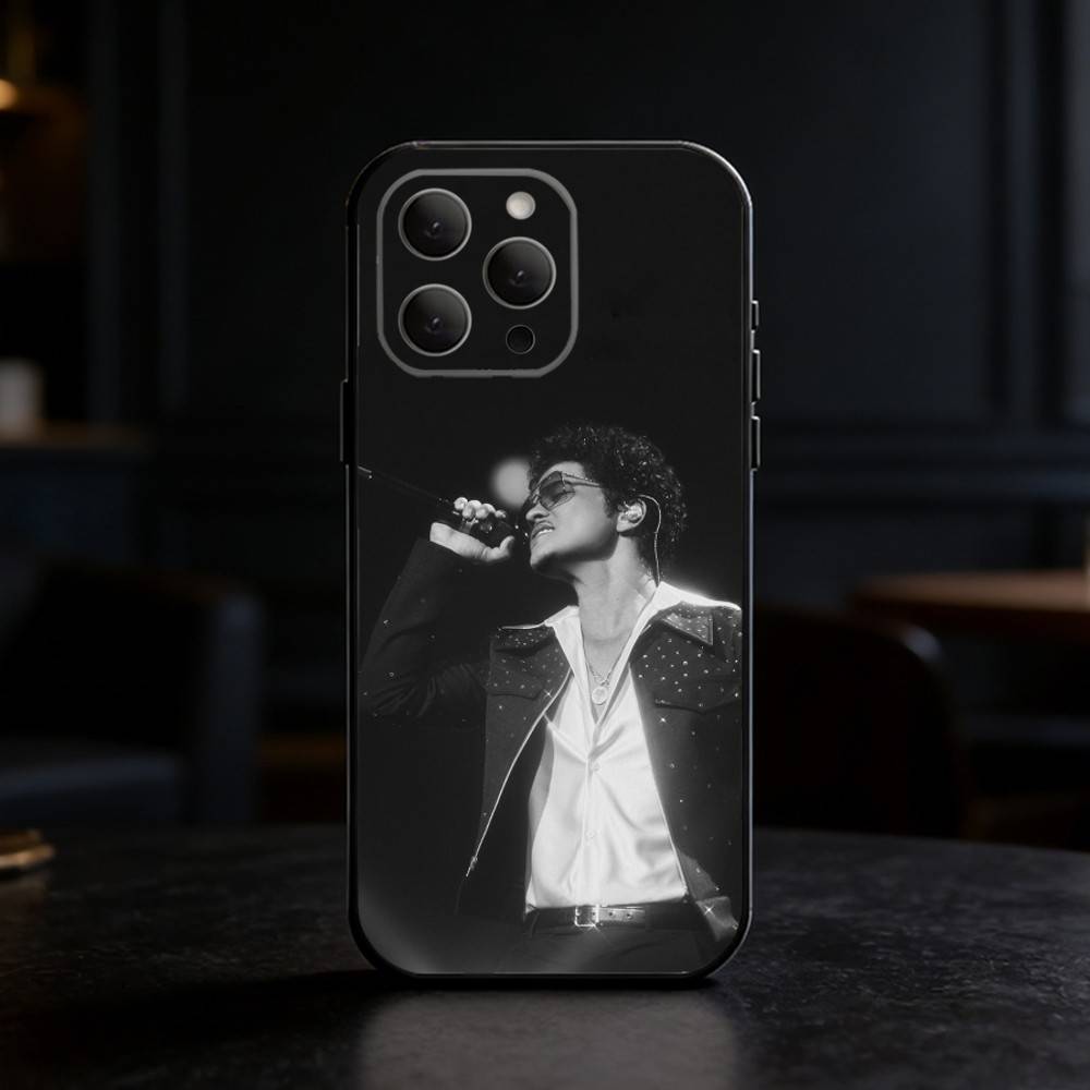 Singer B-Bruno Mars Phone Case For iPhone 17,16,15,14,13,12,11 Plus,Pro,Max,Mini Silicone black Soft Cover