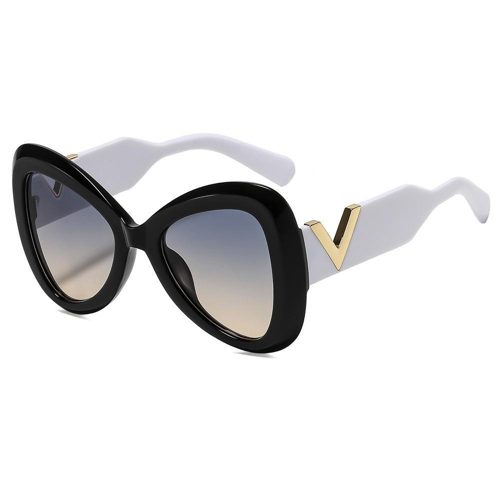 V Shape Butterfly Sunglasses With Uv400 Protection For Fashionable Outdoor Activities