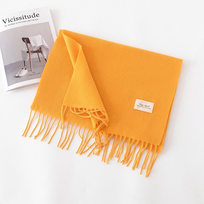 Cashmere feel solid color scarf women's imitation cashmere autumn and winter atmosphere versatile medium and long shawl scarf
