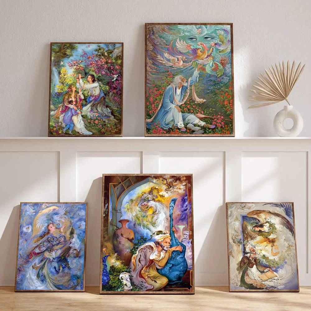 1pc Mahmoud Farshchian Persian Painting Poster Sticker Print Waterproof Wall Art For Living Room Bedroom Home Decor
