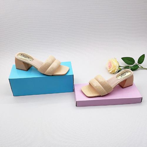 Mode Damen High Heel Sandalen Sommer 2025 Offene Zehen Klobiger Absatz Modische Slipper Outdoor Lässig Schlicht Vielseitig