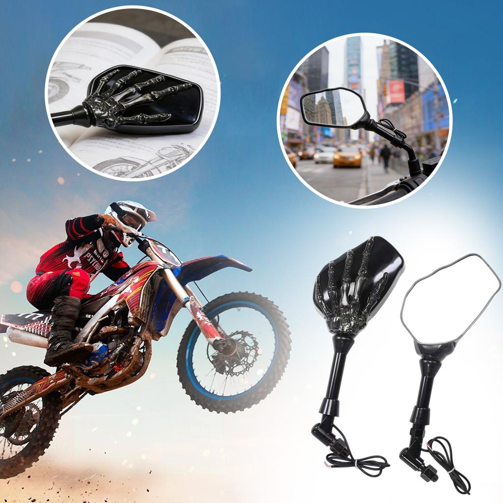 Led Skeleton Side Mirror, Skeleton Motorcycle Rear View LED Turn Signals Mirrors