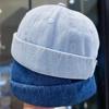 Fashion Dome Melon Cap Vintage Denim Brimless Hat Hip Hop Landlord Hat Unisex Streetwear Beanie Hats Men Women Docker Cap