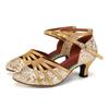 Dance Shoes for Women Hollow Women Outdoor Sandals Breathable Latin Salsa Mid Heel Ballroom Dance Shoes Heel 5.5CM