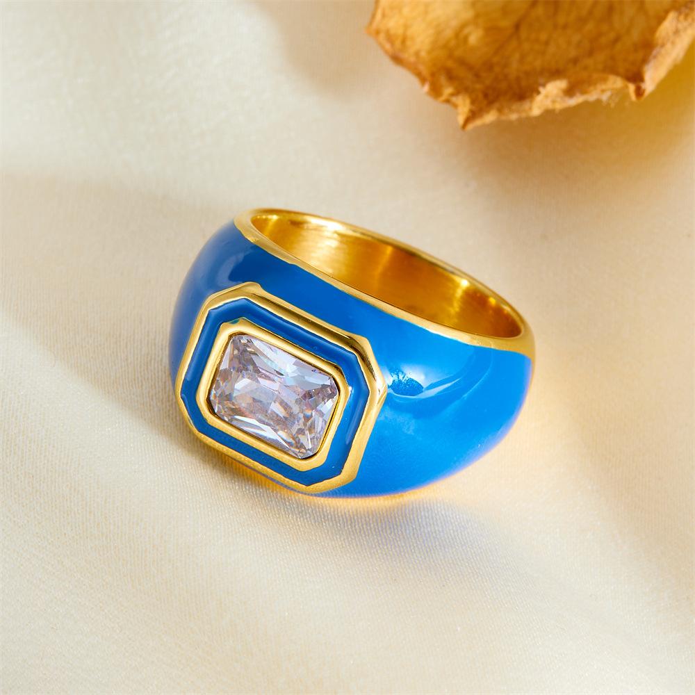 

Зеленый Призрак Модное Кольцо Титановая Сталь Не Тускнеющее Высококлассное Кольцо Женское Нишевый Дизайн Эмалевое Кольцо Капающее Масло 8